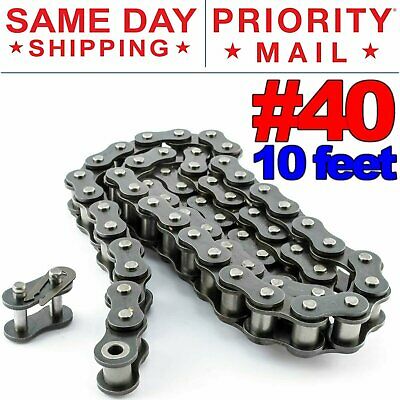 #40 Roller Chain X 10 Feet + Free Connecting Links + Same Day Expedited Shipping
